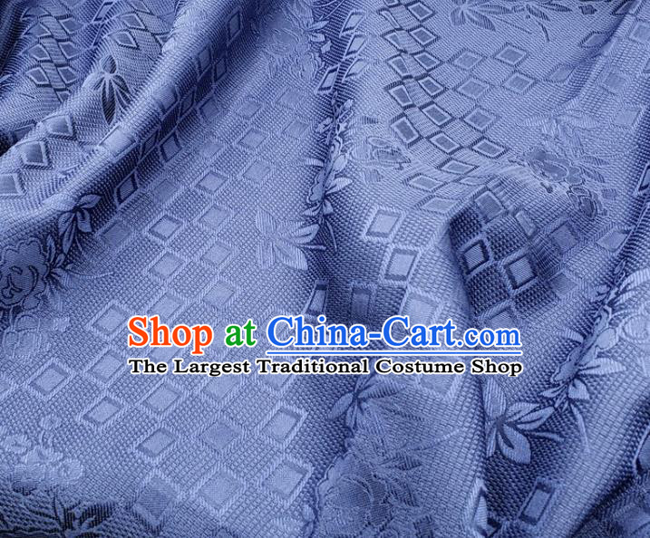 Chinese Traditional Rose Pattern Design Navy Satin Jacquard Fabric Traditional Asian Hanfu Dress Cloth Tapestry Silk Material