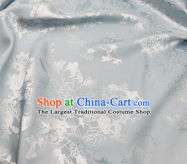 Top Quality Chinese Traditional Azalea Pattern Design Gray Satin Fabric Traditional Asian Hanfu Dress Cloth Silk Material Jacquard Tapestry