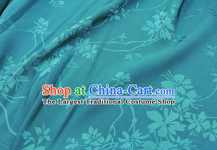 Top Quality Chinese Classical Flowers Pattern Teal Silk Material Traditional Asian Hanfu Dress Jacquard Cloth Traditional Satin Fabric