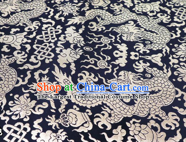 Chinese Classical Imperial Dragon Pattern Design Black Brocade Fabric Asian Traditional Tapestry Satin Material DIY Cloth Damask