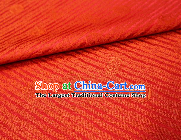 Top Quality Japanese Classical Pattern Red Satin Material Asian Traditional Brocade Kimono Nishijin Tapestry Cloth Fabric