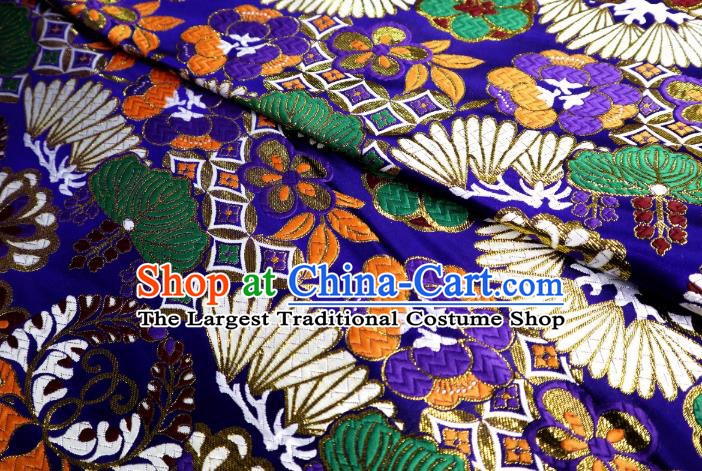 Top Quality Japanese Kimono Classical Banana Pattern Royalblue Tapestry Satin Material Asian Traditional Cloth Brocade Nishijin Fabric