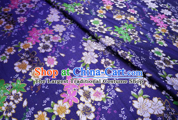 Royalblue Top Quality Japanese Kimono Classical Sakura Pattern Tapestry Satin Material Asian Traditional Cloth Brocade Nishijin Fabric
