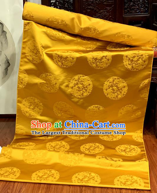 Chinese Imperial Robe Classical Phoenix Dragon Pattern Design Golden Brocade Fabric Asian Traditional Tapestry Silk Material DIY Court Cloth Damask
