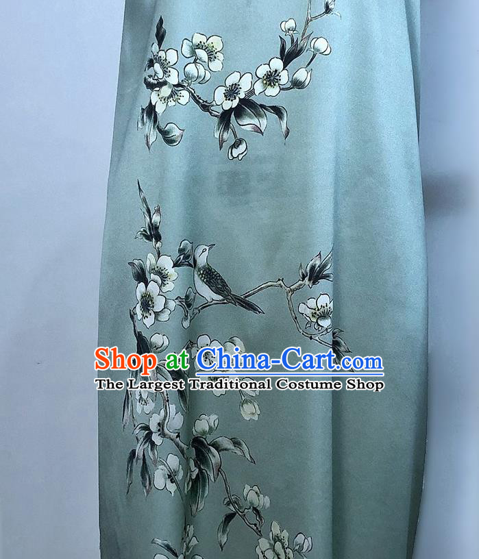 Chinese Classical Blossom Bird Pattern Green Watered Gauze Asian Top Quality Silk Material Hanfu Dress Brocade Fabric Cheongsam Cloth