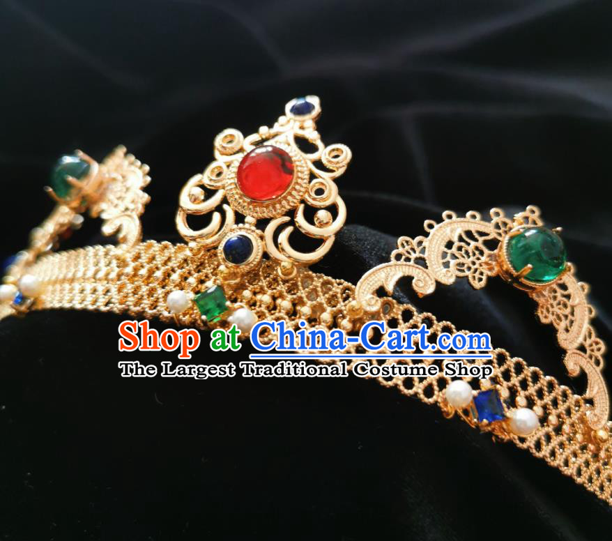 Top Grade European Queen Golden Royal Crown Retro Gems Hair Accessories for Women