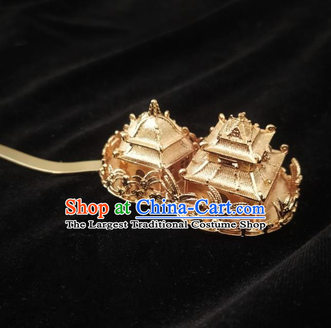 Handmade Chinese Palace Golden Hairpins Traditional Hanfu Hair Accessories Ancient Tang Dynasty Court Hair Clip for Women