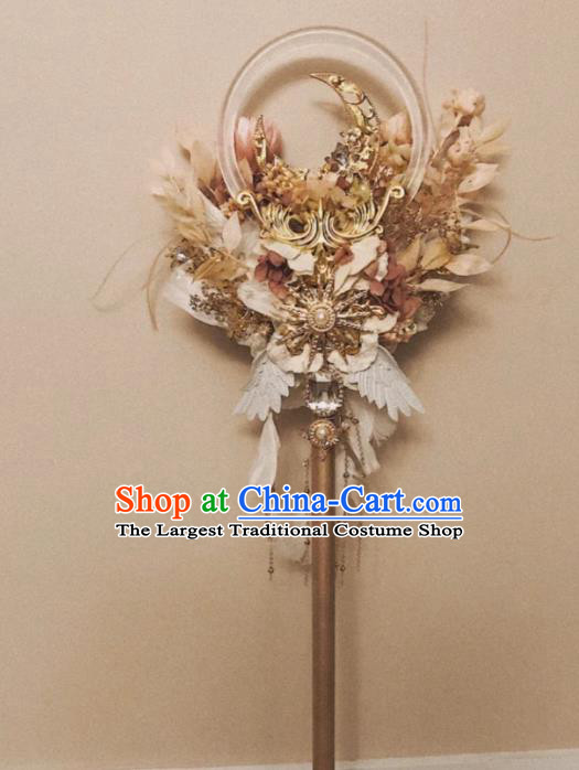 Baroque Princess Bridal Bouquet Handmade Wedding Accessories Photography Prop Champagne Flowers Scepter for Women