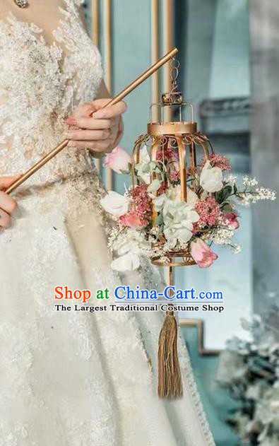Handmade Chinese Wedding Prop Palace Lantern Top Grade Bride Accessories Photography Roses Portable Lamp for Women