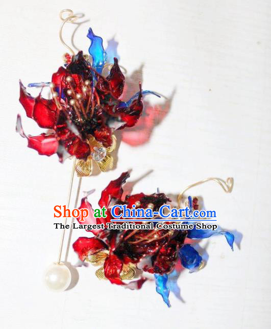 Baroque Handmade Wedding Jewelry Accessories European Princess Red Spider Lily Brooch for Women