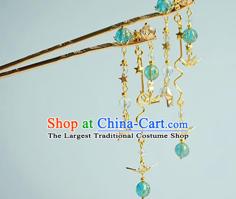 Handmade Chinese Golden Stars Tassel Hair Clip Traditional Hair Accessories Ancient Hanfu Classical Hairpins for Women