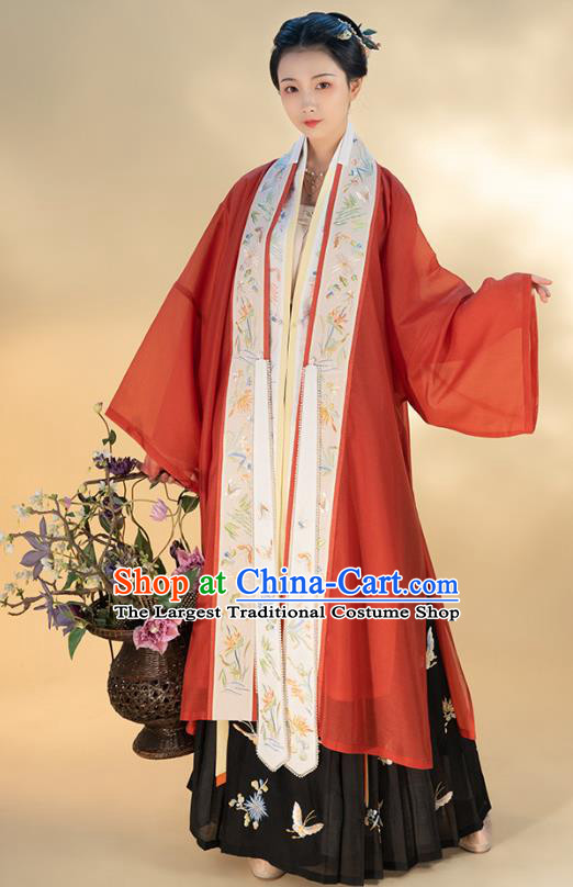 Traditional Chinese Song Dynasty Noble Woman Hanfu Apparels Ancient Royal Infanta Historical Costumes Embroidered BeiZi Blouse and Skirt