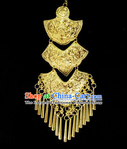 Chinese Dai Nationality Folk Dance Belt Golden Waistband Pendant Traditional Ethnic Waist Accessories for Women