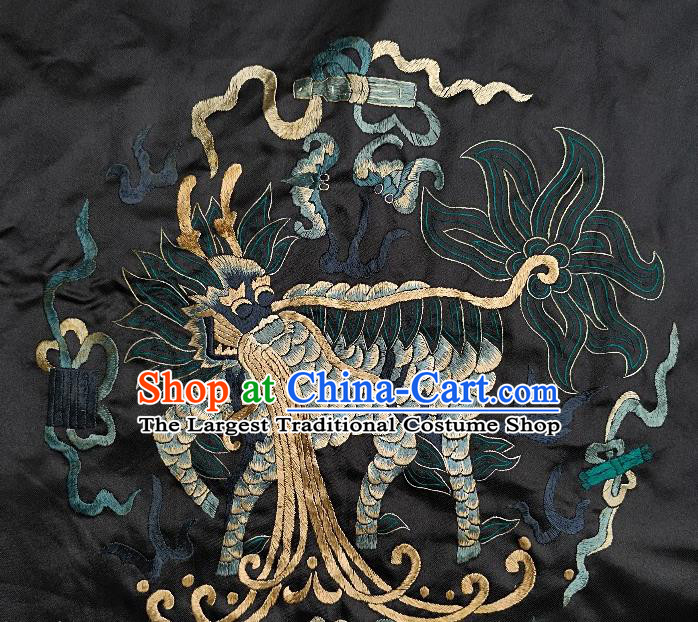 Chinese Traditional Embroidered Navy Bat Kylin Fabric Patches Handmade Embroidery Craft Embroidering Silk Decorative Accessories