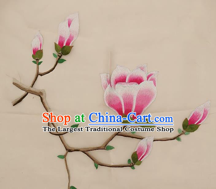 Traditional Chinese Embroidered Yulan Magnolia Fabric Patches Handmade Embroidery Craft Accessories Embroidering Applique