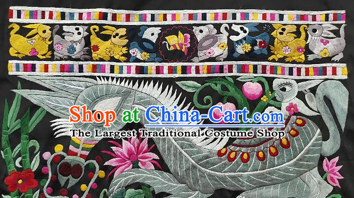 Chinese Traditional Embroidered Horse Monkey Fabric Patches Handmade Embroidery Craft Miao Ethnic Accessories Embroidering Peach Applique