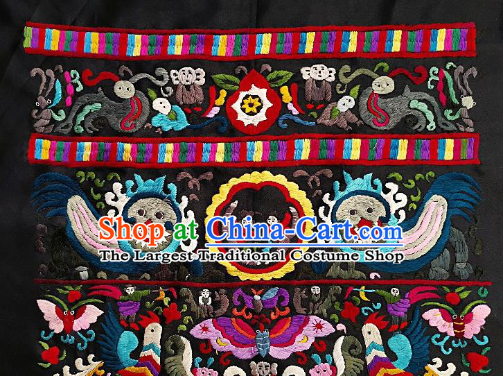 Chinese Traditional Embroidered Blue Lion Fabric Patches Handmade Embroidery Craft Miao Ethnic Accessories Embroidering Butterfly Applique