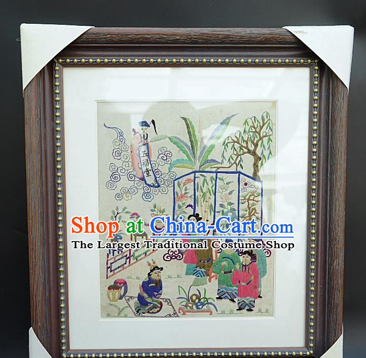 Chinese Traditional Embroidered Qing Dynasty Character Framed Painting Handmade Embroidery Craft Embroidering Silk Decorative Picture