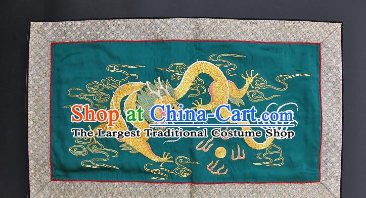 Chinese National Embroidered Dragon Wall Paintings Traditional Handmade Embroidery Craft Decorative Green Silk Picture