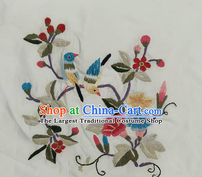 Traditional Chinese Embroidered Petunia Birds Silk Fabric Patches Handmade Embroidery Craft Accessories Embroidering Dress Applique