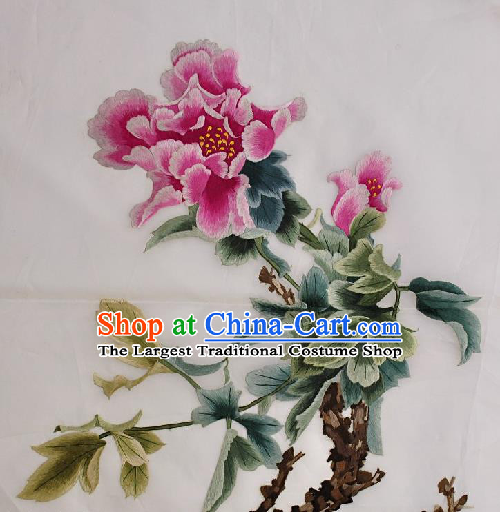 Traditional Chinese Embroidered Peony Cloth Patches Handmade Embroidering Dress Applique Embroidery Silk Fabric Accessories