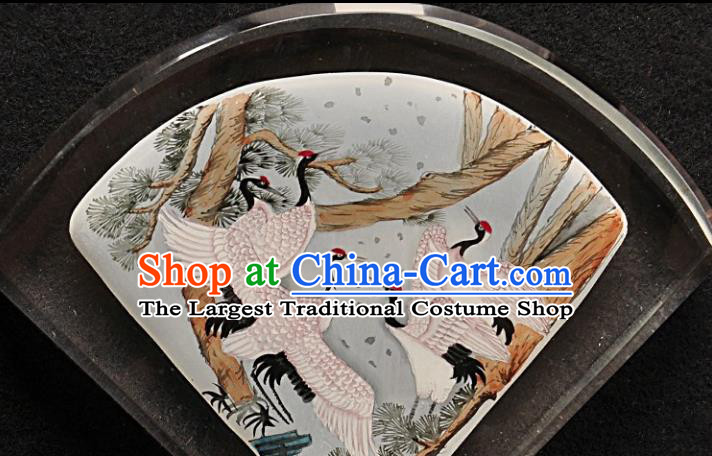 Chinese Desk Screen Traditional Handmade Inside Painting Crane Table Screen Decoration