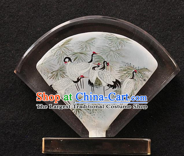 Chinese Desk Screen Traditional Handmade Inside Painting Crane Table Screen Decoration