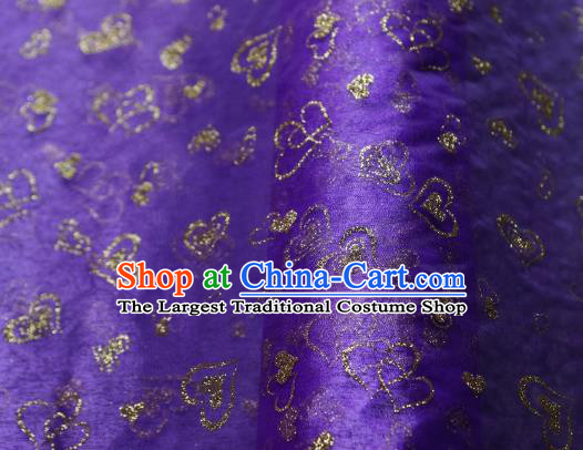 Chinese Traditional Heart Shape Pattern Design Purple Veil Fabric Grenadine Cloth Asian Gauze Material
