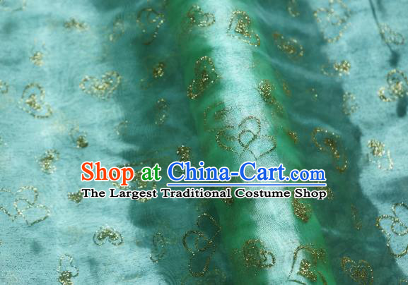 Chinese Traditional Heart Shape Pattern Design Light Green Veil Fabric Grenadine Cloth Asian Gauze Material