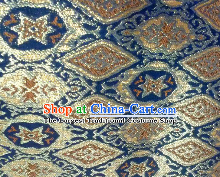 Chinese Traditional Diamond Pattern Design Navy Brocade Fabric Tapestry Cloth Asian Silk Material