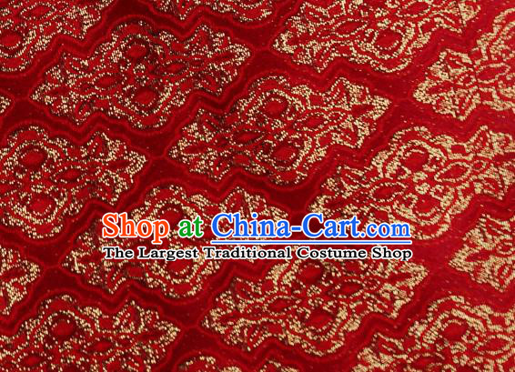 Chinese Traditional Jacquard Pattern Design Red Satin Brocade Fabric Tapestry Cloth Asian Silk Material