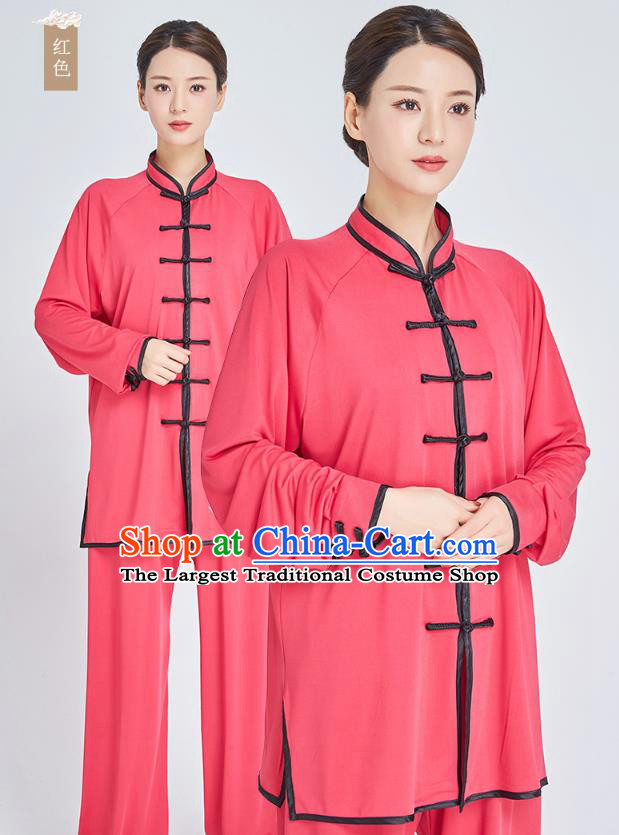 Professional Kung Fu Training Red Milk Fiber Uniforms Martial Arts Shaolin Gongfu Costumes Tai Ji Clothing for Women