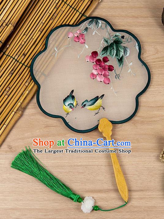 China Ancient Princess Palace Fan Classical Hanfu Silk Fan Handmade Traditional Embroidered Chick Fan