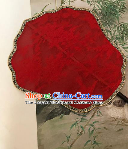 China Handmade Palace Fan Traditional Hanfu Fan Song Dynasty Jacquard Silk Fan Classical Dance Red Fan