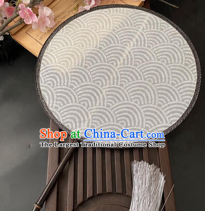 China Handmade Beige Silk Fan Classical Hanfu Circular Fan Traditional Song Dynasty Palace Fan