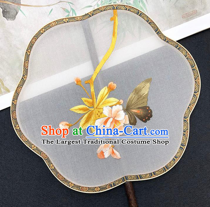 China Traditional Hanfu Fan Silk Fan Classical Dance Fan Handmade Embroidered Palace Fan