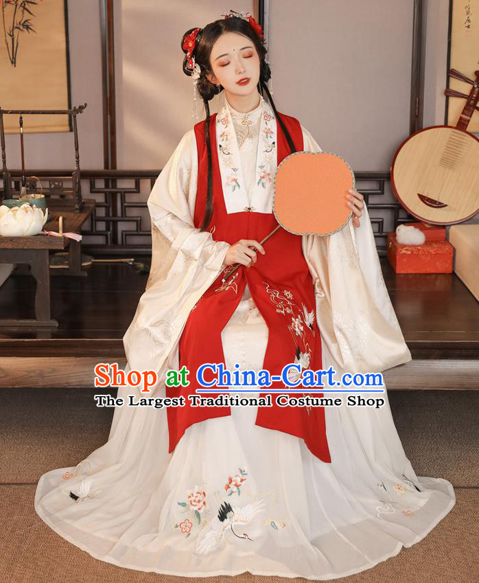 China Traditional Ming Dynasty Patrician Beauty Historical Clothing Ancient Noble Lady Embroidered Hanfu Dress Apparels