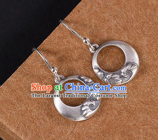 Top Chinese Cheongsam Silver Carving Earrings Classical Ear Jewelry Accessories
