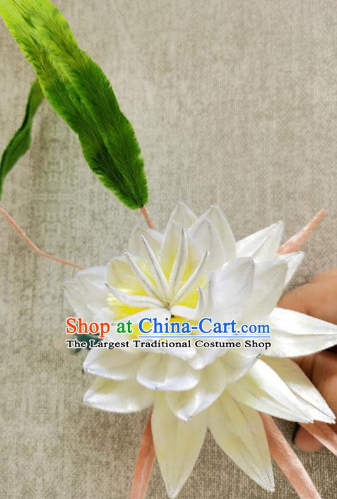 China Classical White Epiphyllum Hair Stick Handmade Hair Accessories Traditional Cheongsam Flower Hairpin
