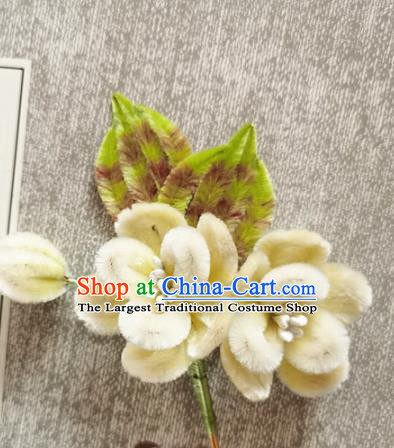 China Traditional Cheongsam Pear Blossom Hairpin Handmade Hair Accessories Classical Velvet Flowers Hair Stick