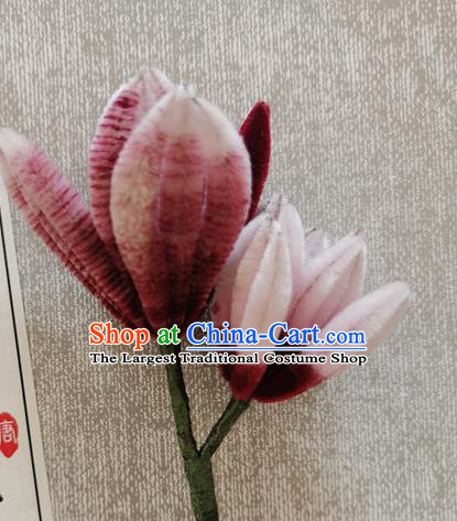 Handmade China Traditional Cheongsam Accessories Classical Velvet Mangnolia Brooch