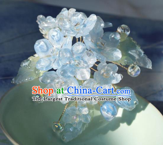 China Classical Hanfu Flowers Hairpin Traditional Blue Hydrangea Hair Stick