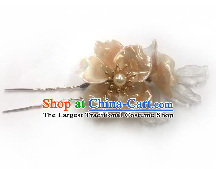 China Ming Dynasty Champagne Flowers Hairpin Traditional Hanfu Hair Accessories Ancient Princess Hair Stick