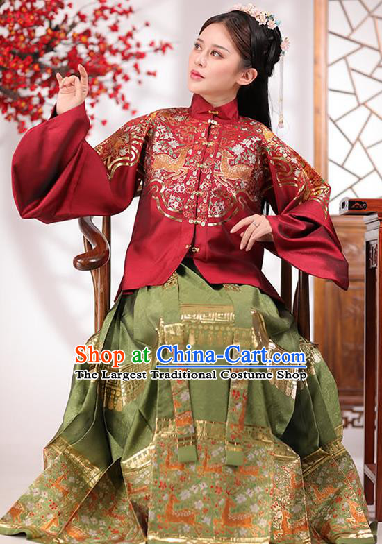 China Ancient Noble Mistress Hanfu Costumes Traditional Ming Dynasty Young Beauty Historical Clothing