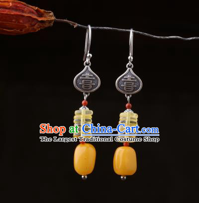 Chinese Classical Beeswax Ear Accessories Traditional Cheongsam Wedding Silver Earrings
