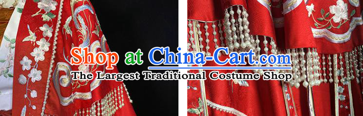 China Traditional Song Dynasty Wedding Historical Clothing Ancient Court Empress Embroidered Red Hanfu Dress