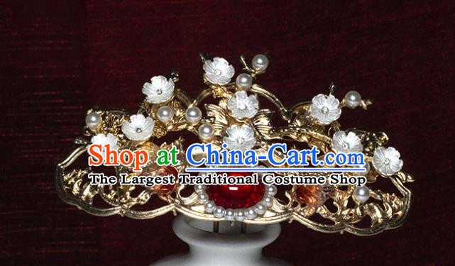 China Ancient Ming Dynasty Princess Hairpin Traditional Hanfu Plum Blossom Hair Crown