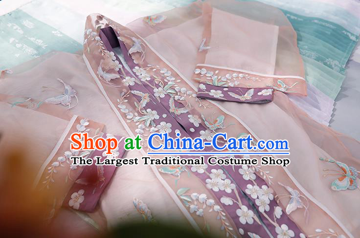 China Ancient Noble Lady Historical Clothing Traditional Song Dynasty Young Beauty Embroidered Costumes