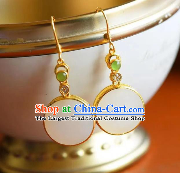 China Traditional Cheongsam Ear Accessories National Jade Earrings