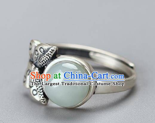 Chinese National Ring Handmade Jewelry Accessories Classical Silver Carving Butterfly Circlet